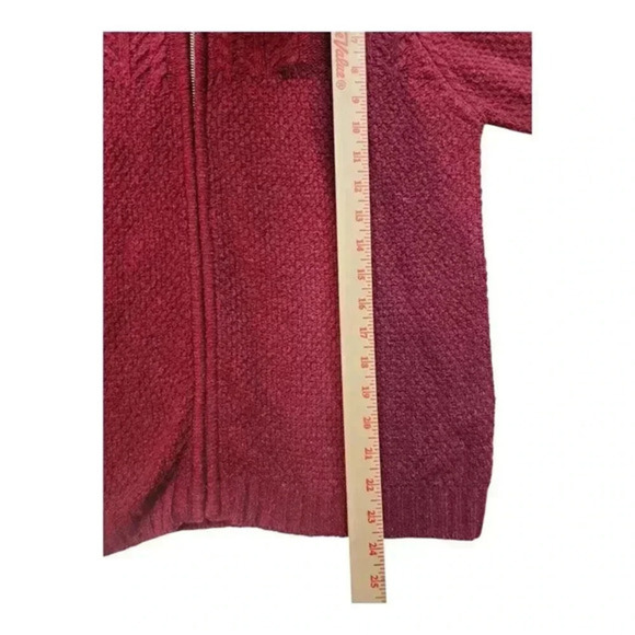 CLASSIC ELEMENTS PETITE Cardigan SWEATER Burgundy PL Knit Cotton - Picture 5 of 10